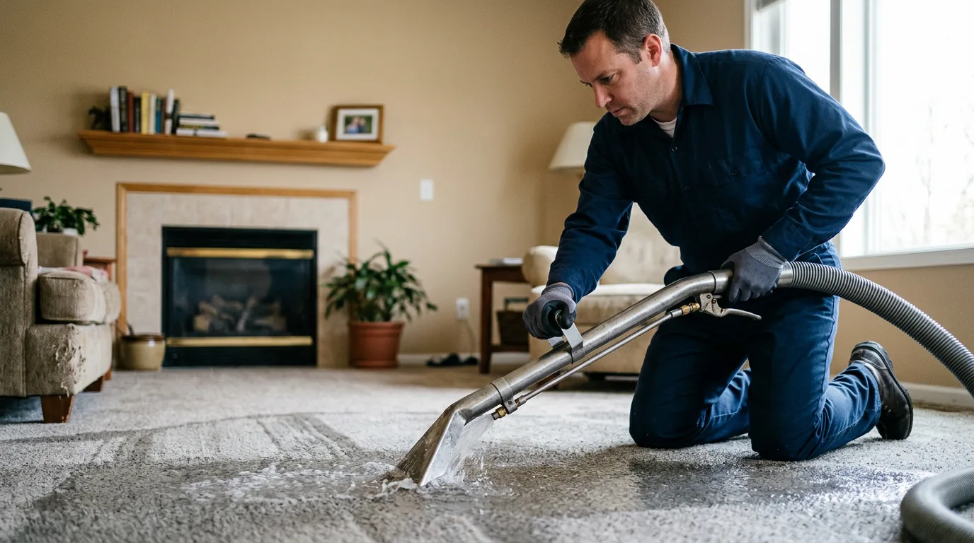 Water damage restoration technician working near Harvel, IL